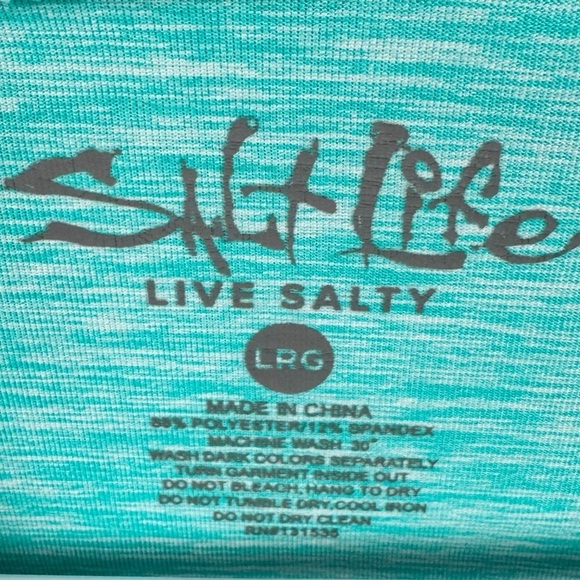 Salt Life Teal UV30 Sun Protection Long Sleeve Performance Tee - Picture 7 of 9